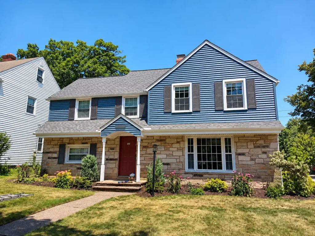 Finished home exterior with new siding by Garfield 1-2323